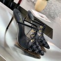 Chanel Tweed Transparent Lace-up High-Heel Mules Black 2019 Collection CE04151