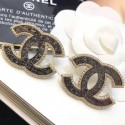 Chanel Vintage Textured Crystal Trim CC Earrings Black 2019 Collection CE01499