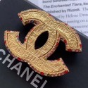 Chanel Vintage Textured Multicolor Crystal Trim CC Brooch Gold 2019 Collection CE03422