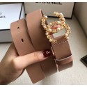 Chanel Width 3cm Smooth Leather Belt with Pearl & Metal Buckle Nude 2020 Collection Belt CE02283