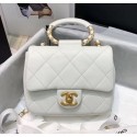 Cheap Chanel Quilted Lambskin Small Flap Bag with Ring Top Handle AS1357 White 2020 Collection CE03408