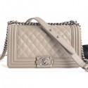 Copy Chanel Caviar Leather Boy Flap Medium Bag Pale Gray/Silver CE02284