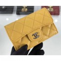 Copy Chanel Grained Leather Classic Flap Card Holder A80799 Yellow/Silver CE02460