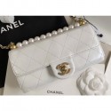 Copy Chanel Logo Chain Pearl Clutch with Chain Bag AP1001 White 2020 CE01153