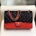 Copy Chanel Quilted Patent Calfskin Medium Classic Flap Bag A01112 Black/Red 2019 Collection CE03333