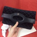 Copy Chanel Quilted Velvet 31 Clutch A70521 Black 2019 Collection CE03614