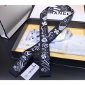 Copy Chanel Silk Twill Slim Bandeau Scarf 10x120cm AA0349 Black 2019 CE02616