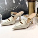 Dior Boy-D Perforated Calfskin CD Mules 80mm Heel White 2020 Collection CE01338