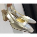 Fake Best Quality Chanel Heel 6.5cm Slingbacks G31318 Gold/Silver 2019 CE04132