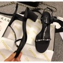 Fake Chanel Satin & Strass Sandals G36122 Black 2020 Collection CE02645