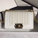 Fake Fake Chanel Pearl Calfskin Small Boy Flap Bag A67085 White 2019 Collection CE03300