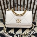 Fake Luxury Chanel 19 Quilted Goatskin Wallet on Chain WOC AP0957 White 2019 Collection CE03842