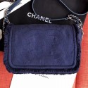 Fashion Chanel Fringe Trim Fabric CC Flap Bag Blue 2019 Collection CE02477