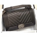 High Imitation Chanel Lambskin Chevron Boy Flap Medium Bag Black CE01607