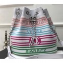 High Quality Replica Chanel Venise Biarritz Mixed Fibers Drawstring Bag AS0464 White/Multicolor 2019 CE03716