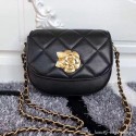 Hot Replica Chanel Vintage Camellia Saddle Flap Bag A57910 Black 2019 Collection CE03857