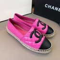 Imitation 1:1 Chanel Quilted Calfskin Flat Espadrilles G29762 Hot Pink/Black 2020 Collection CE03162