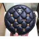 Imitation Chanel Charms Round Clutch With Chain Bag Black 2019 CE02928