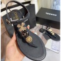 Imitation Chanel Clover Thong Sandals Black 2020 CE03984