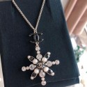 Imitation Chanel Crystal and Pearl Snowflake Pendant Necklace AB2323 White/Black 2019 Collection CE01163