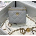 Imitation Chanel Lambskin Small Classic Box with Chain And Gold Metal Ball AP1447 Grey 2020 Collection CE01525