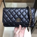 Imitation Chanel Quilted Lambskin Wallet on Chain WOC AP0724 Black 2019 Collection CE03353