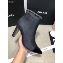 Imitation High Quality Chanel Heel Chain Ankle Boots Denim Black 2020 CE00632