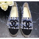 Imitation Hot Chanel CC Logo Tweed Fabric Espadrilles G34436 Blue 2019 CE01439