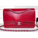 Imitation Luxury Chanel Croco Pattern Classic Flap Medium Bag Red CE01048