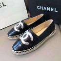 Knockoff 1:1 Chanel Quilted Calfskin Flat Espadrilles G29762 Black/Silver 2020 Collection CE04153