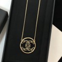 Knockoff Best Chanel Leather and Chain CC Pendant Necklace Gold/Black 2019 Collection CE02042