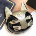 Knockoff Chanel Resin Cat Head Brooch AB1782 Gray/Gold 2019 Collection CE01479