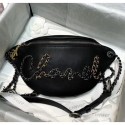 Replica Chanel Calfskin & Chain Logo Waist Bag AS1783 Black 2020 Collection CE00893