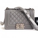 Replica Chanel Lambskin Boy Flap Small Bag Gray/Silver CE02158