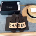 Replica Chanel logo slippers in lambskin apricot 2019 CE01000