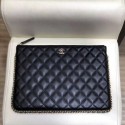 Replica Chanel Quilted Lambskin Chain Trim Pouch AP0638 Black 2019 Collection CE04210