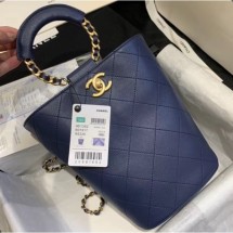 Chanel Chain Handle Bucket Backpack Bag AS1362 Blue 2020 CE03283