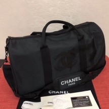 Chanel Fabric CC Carry-on Duffle Top Handle Bag Black/White 02 2019 Collection CE02587