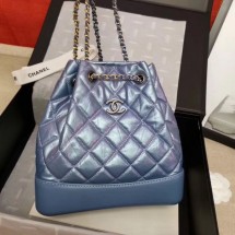 Chanel Iridescent Aged Calfskin Gabrielle Backpack A94502 Blue 2019 Collection CE02145