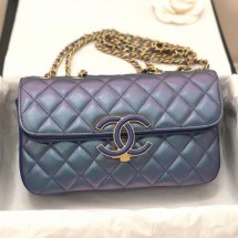 Chanel Iridescent Quilted Lambskin Small Flap Bag A57275 Blue 2019 Collection CE03607