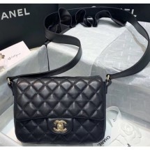 Chanel Lambskin & Calfskin Flap Bag AS1737 Black 2020 Collection CE00890