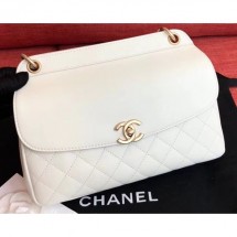 Chanel Lambskin/Calfskin Waist Bag AS0419 White 2019 CE01736