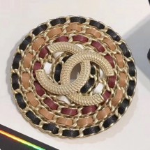 Chanel Leather and Chain Round Brooch AB1423 2019 Collection CE02871