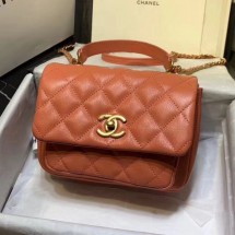 Chanel Quilted Calfskin Medium Flap Bag with Top Handle AS1155 Orange 2020 Collection CE03589