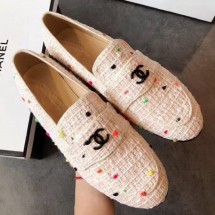 Chanel Tweed Flat Loafers Pink 2019 Collection CE03528