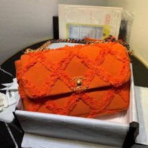 Copy Best Chanel 19 Large Maxi-Quilted Fringe Canvas Flap Bag AS1161 Orange 2020 Collection CE03488