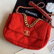 Copy Chanel 19 Tweed Large Flap Bag AS1161 Red 2019 Collection CE00626