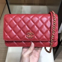 Replica Chanel Quilted Lambskin Wallet on Chain WOC AP0724 Red 2019 Collection CE01054