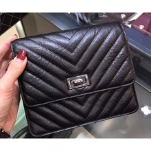 AAA Chanel Chevron Reissue Classic Wallet On Chain WOC Bag A84310 Black CE03943