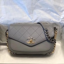 Best 1:1 Chanel Quilted Calfskin Flap Bag AS0413 Gray 2019 Collection CE03084